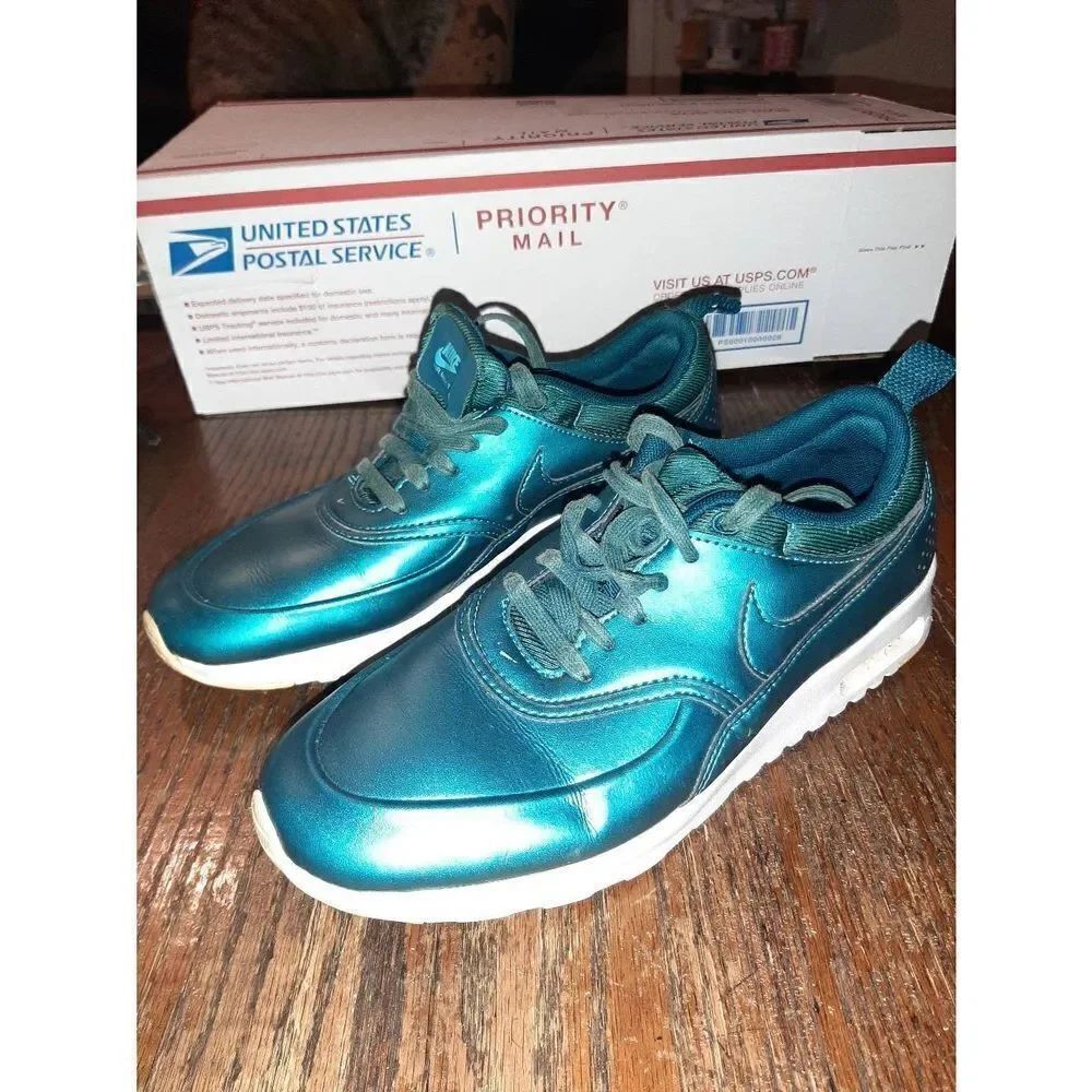 Size 7 Nike Air Max Thea Se 861674-901 Metallic Dark Sea Athletic Casual Shoes